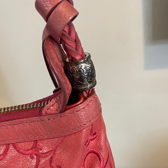 Brighton Valencia Vintage Y2K Pink Floral Embroidered Shoulder Bag Braided Strap - Picture 5 of 11